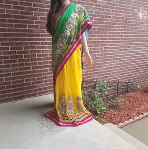 Net sari lehnga sari